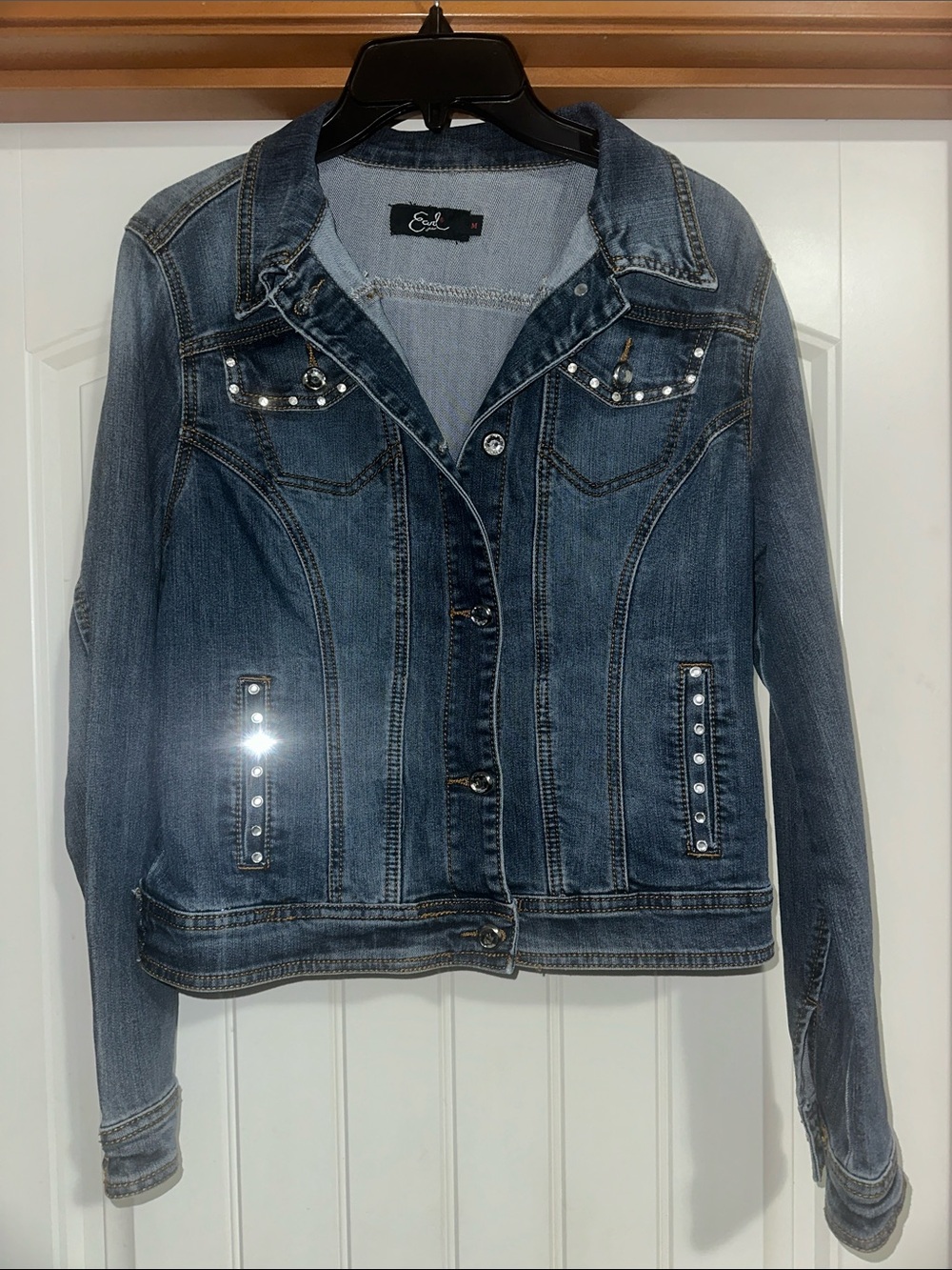 Earl Jeans Blue Denim Jacket with Stud Accents size M